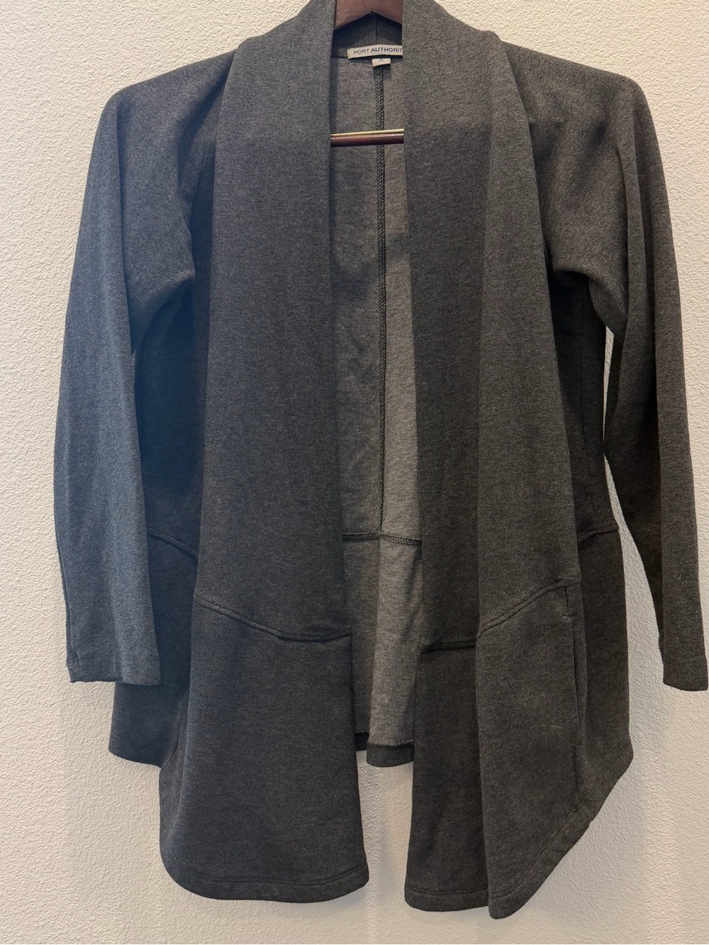 Port Authority Heathered Gray Open-Front Sweater